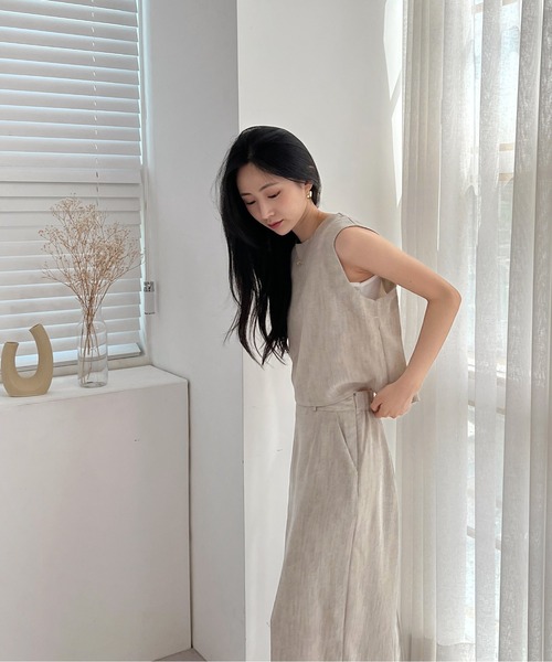 by muni:r（バイ ムニール）の「クラシックキャミソール+ロングスカートセットアップ（ワンピース・レディース・ブラック/ベージュ・FREE）」の19枚目の写真