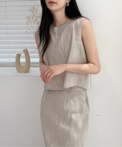 by muni:r（バイ ムニール）の「クラシックキャミソール+ロングスカートセットアップ（ワンピース・レディース・ブラック/ベージュ・FREE）」の21枚目の写真