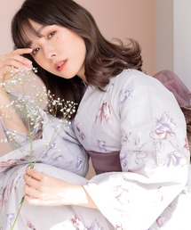 Dita | 1人で着られる浴衣5点セット 和歌山染工日本染め（ゆかた・しわへこ帯・下駄・着付け本・腰ひも）【K】(浴衣)