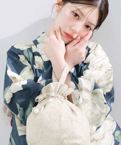 1人で着られる浴衣5点セット 和歌山染工日本染め（ゆかた・しわへこ帯