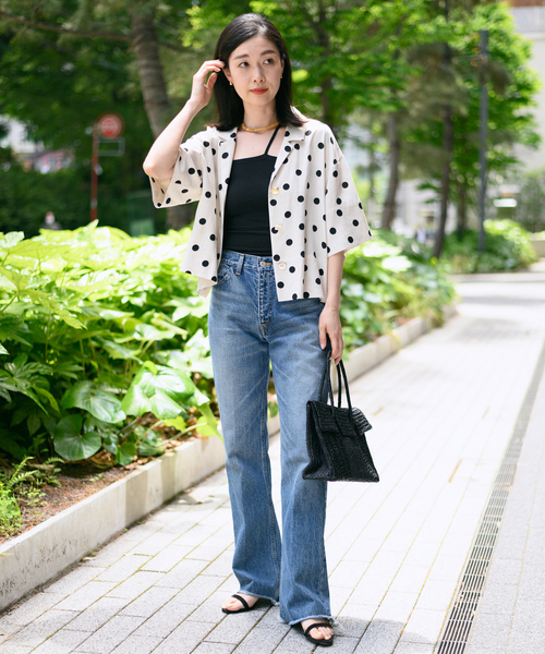 journal standard L'essage(ジャーナルスタンダードレサージュ)の「レーヨン麻ドットショートシャツ(シャツ/ブラウス・レディース・ブラック/ナチュラル・FREE)」の8枚目の写真