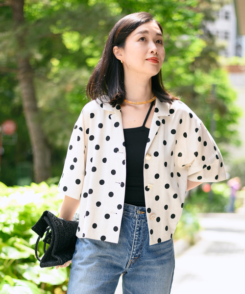 journal standard L'essage(ジャーナルスタンダードレサージュ)の「レーヨン麻ドットショートシャツ(シャツ/ブラウス・レディース・ブラック/ナチュラル・FREE)」の13枚目の写真