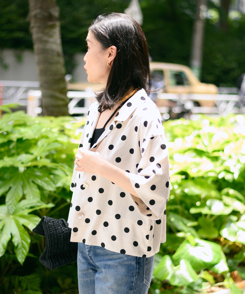 journal standard L'essage(ジャーナルスタンダードレサージュ)の「レーヨン麻ドットショートシャツ(シャツ/ブラウス・レディース・ブラック/ナチュラル・FREE)」の14枚目の写真