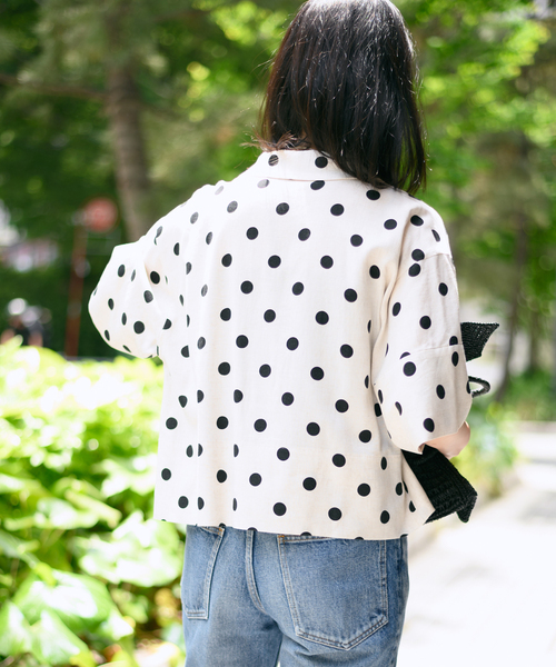 journal standard L'essage(ジャーナルスタンダードレサージュ)の「レーヨン麻ドットショートシャツ(シャツ/ブラウス・レディース・ブラック/ナチュラル・FREE)」の15枚目の写真