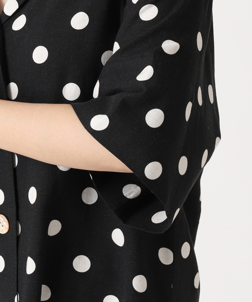 journal standard L'essage(ジャーナルスタンダードレサージュ)の「レーヨン麻ドットショートシャツ(シャツ/ブラウス・レディース・ブラック/ナチュラル・FREE)」の22枚目の写真