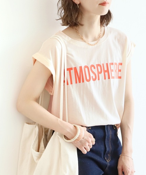 reca(レカ)の「フレンチスリーブロゴT(Tシャツ/カットソー・レディース・ネイビー/オフホワイト/クリーム/マスタード・FREE)」の3枚目の写真