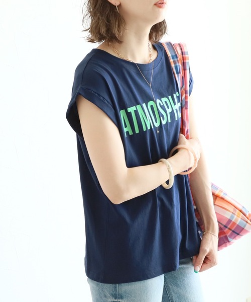 reca(レカ)の「フレンチスリーブロゴT(Tシャツ/カットソー・レディース・ネイビー/オフホワイト/クリーム/マスタード・FREE)」の5枚目の写真