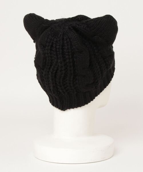 WC（ダブル シー）の「キャットデザインニットCAP（ニットキャップ/ビーニー・レディース・ブラック・FREE）」の2枚目の写真