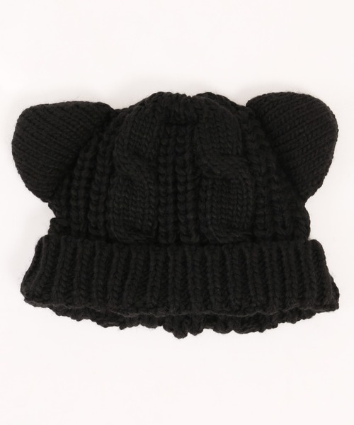 WC（ダブル シー）の「キャットデザインニットCAP（ニットキャップ/ビーニー・レディース・ブラック・FREE）」の4枚目の写真