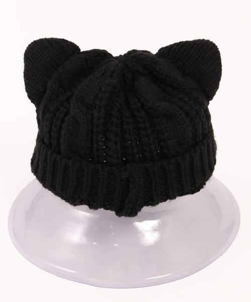 WC（ダブル シー）の「キャットデザインニットCAP（ニットキャップ/ビーニー・レディース・ブラック・FREE）」の6枚目の写真