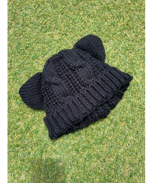 WC（ダブル シー）の「キャットデザインニットCAP（ニットキャップ/ビーニー・レディース・ブラック・FREE）」の3枚目の写真