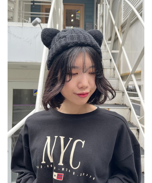 WC（ダブル シー）の「キャットデザインニットCAP（ニットキャップ/ビーニー・レディース・ブラック・FREE）」の10枚目の写真