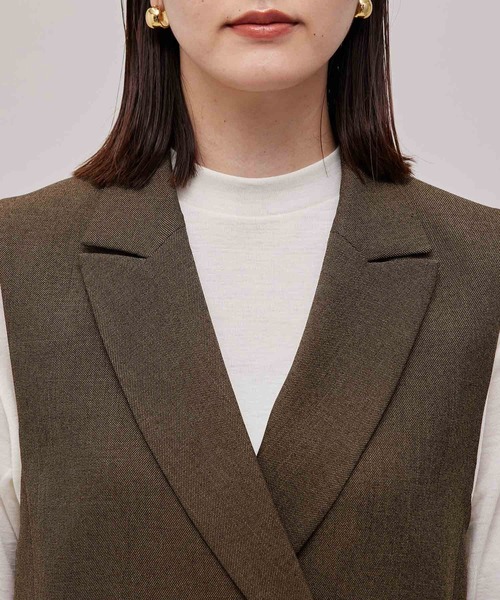 ROPE'（ロペ）の「【秋の新作】セットアップ対応/ピークドラペル サイドスリットダブルジレ（ベスト・レディース・ブラック/ダークブラウン・38/36）」の12枚目の写真