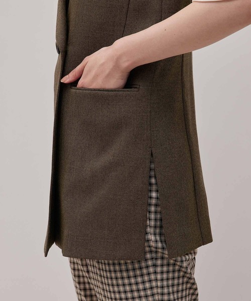 ROPE'（ロペ）の「【秋の新作】セットアップ対応/ピークドラペル サイドスリットダブルジレ（ベスト・レディース・ブラック/ダークブラウン・38/36）」の15枚目の写真