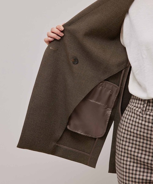 ROPE'（ロペ）の「【秋の新作】セットアップ対応/ピークドラペル サイドスリットダブルジレ（ベスト・レディース・ブラック/ダークブラウン・38/36）」の16枚目の写真