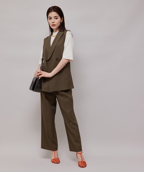 ROPE'（ロペ）の「【秋の新作】セットアップ対応/ピークドラペル サイドスリットダブルジレ（ベスト・レディース・ブラック/ダークブラウン・38/36）」の19枚目の写真