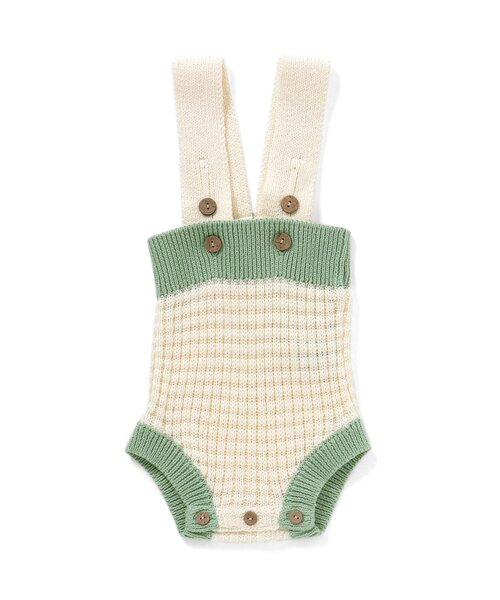 Ampersand(アンパサンド)の「premier ニットロンパス(ロンパース・キッズ・アイボリー/ミント・60/70/80)」の1枚目の写真