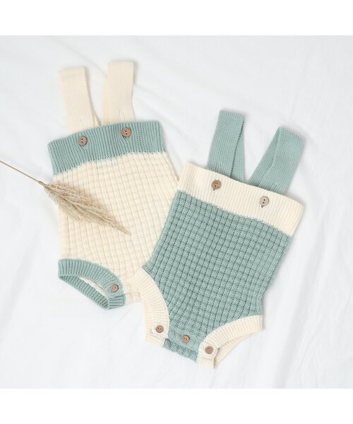 Ampersand(アンパサンド)の「premier ニットロンパス(ロンパース・キッズ・アイボリー/ミント・60/70/80)」の4枚目の写真