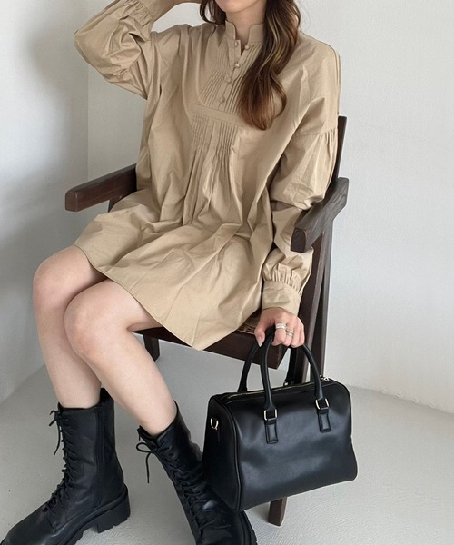 Heather(ヘザー)の「ピンタックチュニックブラウス 162772(シャツ/ブラウス・レディース・オフホワイト/ブラック/ベージュ・FREE)」の3枚目の写真