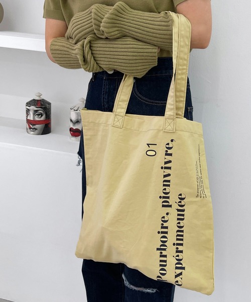 apres jour mignon（アプレジュールミニョン）の「【3周年記念アイテム】ロゴトート【ZOZOTOWN限定アイテム】（トートバッグ・レディース・ベージュ/ピンク/イエロー/アイボリー・フリー）」の10枚目の写真