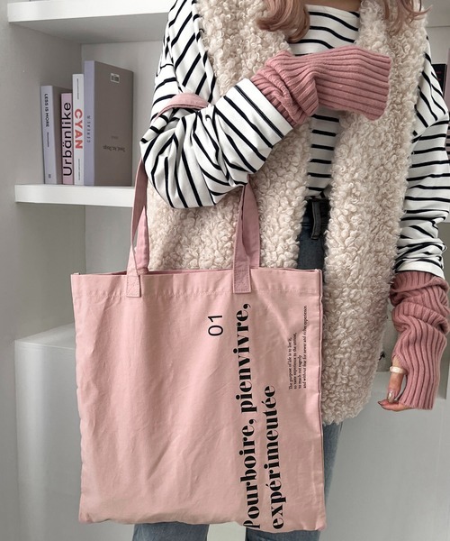 apres jour mignon（アプレジュールミニョン）の「【3周年記念アイテム】ロゴトート【ZOZOTOWN限定アイテム】（トートバッグ・レディース・ベージュ/ピンク/イエロー/アイボリー・フリー）」の8枚目の写真