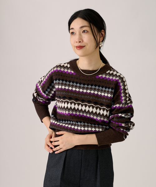 journal standard L'essage（ジャーナルスタンダードレサージュ）の「ジャガードプルオーバー（ニット/セーター・レディース・ブラウン/ブラック系その他・FREE）」の17枚目の写真