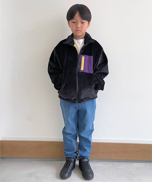 ikka(イッカ)の「ボアフリースジャケット(120~160cm)(ブルゾン・キッズ・ブラック/ベージュ/カーキオリーブ・120/130/140/150/160)」の6枚目の写真