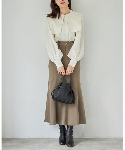 tocco closet(トッコ クローゼット)の「【ZOZO限定】取り外し可能なビックカラー付きボリュームスリーブブラウス(シャツ/ブラウス・レディース・オフホワイト/ライトグレー/ブラック・M)」の6枚目の写真