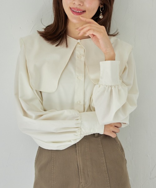 tocco closet(トッコ クローゼット)の「【ZOZO限定】取り外し可能なビックカラー付きボリュームスリーブブラウス(シャツ/ブラウス・レディース・オフホワイト/ライトグレー/ブラック・M)」の8枚目の写真
