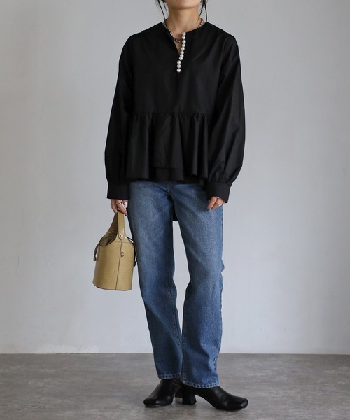 sakishimatokyo(サキシマトーキョー)の「パールペプラムブラウス(Tシャツ/カットソー・レディース・ブラック/オフホワイト/バーガンディー・FREE)」の20枚目の写真