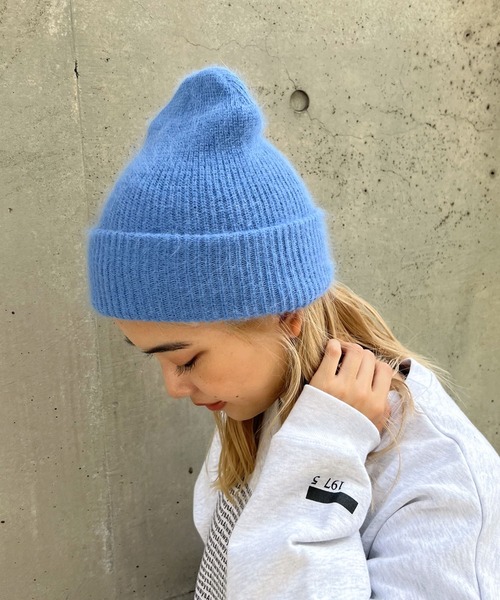 CANAL JEAN(キャナルジーン)の「El mar(エルマール) アンゴラニットCAP(ニットキャップ/ビーニー・レディース・イエロー/ブルー/ライトグレー/ネイビー/ブラウン・ONE SIZE)」の4枚目の写真