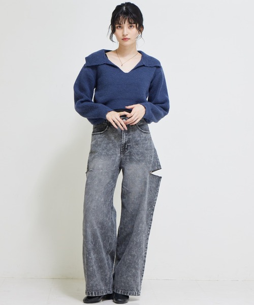 solleim（ソルレム）の「ハイウエストカッティングデニムワイドパンツ（デニムパンツ・レディース・グレー/ブルー・61/64）」の21枚目の写真