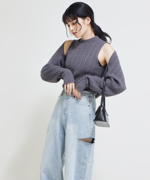 solleim（ソルレム）の「ハイウエストカッティングデニムワイドパンツ（デニムパンツ・レディース・グレー/ブルー・61/64）」の17枚目の写真