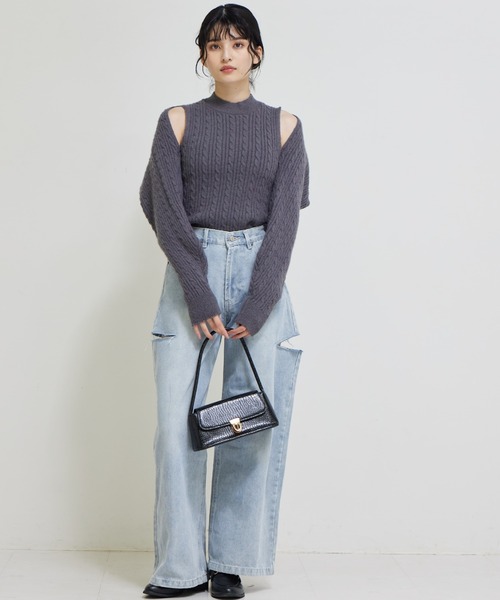 solleim（ソルレム）の「ハイウエストカッティングデニムワイドパンツ（デニムパンツ・レディース・グレー/ブルー・61/64）」の18枚目の写真