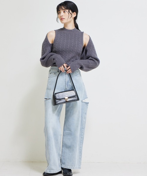 solleim（ソルレム）の「ハイウエストカッティングデニムワイドパンツ（デニムパンツ・レディース・グレー/ブルー・61/64）」の19枚目の写真