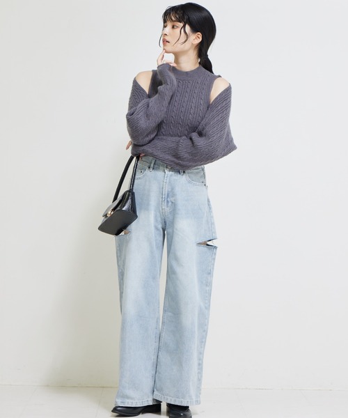 solleim（ソルレム）の「ハイウエストカッティングデニムワイドパンツ（デニムパンツ・レディース・グレー/ブルー・61/64）」の20枚目の写真