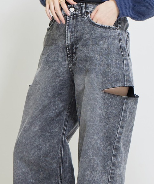 solleim（ソルレム）の「ハイウエストカッティングデニムワイドパンツ（デニムパンツ・レディース・グレー/ブルー・61/64）」の15枚目の写真