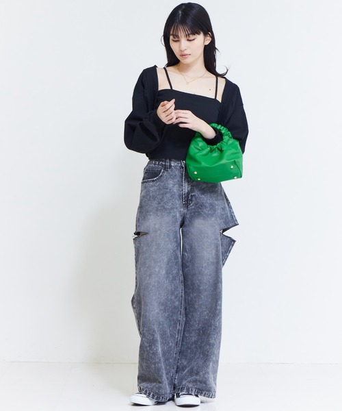 solleim（ソルレム）の「ハイウエストカッティングデニムワイドパンツ（デニムパンツ・レディース・グレー/ブルー・61/64）」の11枚目の写真