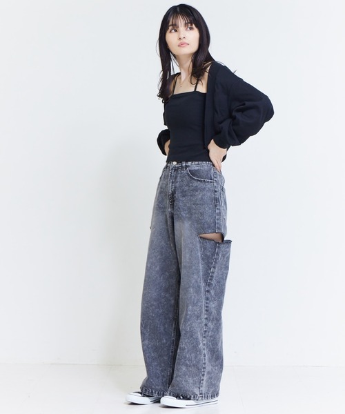 solleim（ソルレム）の「ハイウエストカッティングデニムワイドパンツ（デニムパンツ・レディース・グレー/ブルー・61/64）」の12枚目の写真