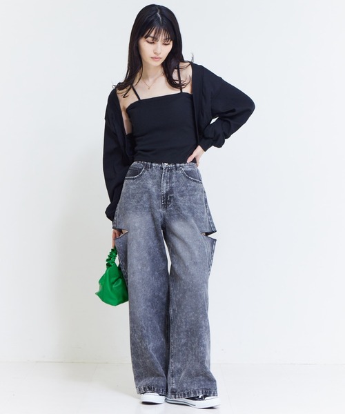 solleim（ソルレム）の「ハイウエストカッティングデニムワイドパンツ（デニムパンツ・レディース・グレー/ブルー・61/64）」の10枚目の写真