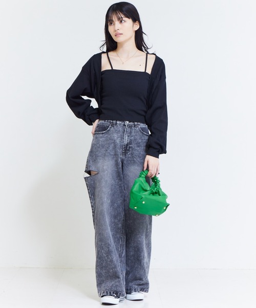 solleim（ソルレム）の「ハイウエストカッティングデニムワイドパンツ（デニムパンツ・レディース・グレー/ブルー・61/64）」の13枚目の写真