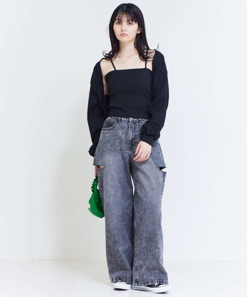 solleim（ソルレム）の「ハイウエストカッティングデニムワイドパンツ（デニムパンツ・レディース・グレー/ブルー・61/64）」の14枚目の写真