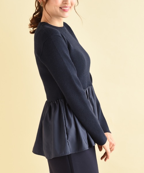 INTERPLANET（インタープラネット）の「ペプラム異素材プルオーバー（Tシャツ/カットソー・レディース・ブラック/ネイビー/グレイッシュベージュ・FREE）」の19枚目の写真