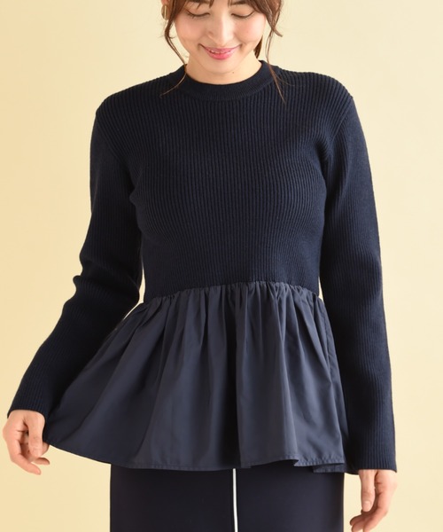 INTERPLANET（インタープラネット）の「ペプラム異素材プルオーバー（Tシャツ/カットソー・レディース・ブラック/ネイビー/グレイッシュベージュ・FREE）」の22枚目の写真