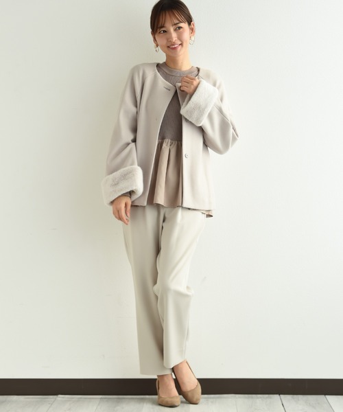 INTERPLANET（インタープラネット）の「ペプラム異素材プルオーバー（Tシャツ/カットソー・レディース・ブラック/ネイビー/グレイッシュベージュ・FREE）」の17枚目の写真