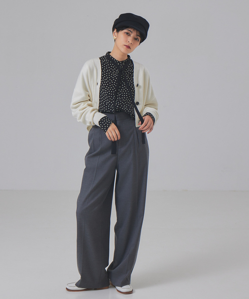 Rouge vif(ルージュヴィフ)の「ドット柄ボウタイブラウス(シャツ/ブラウス・レディース・ブラック/ネイビー・フリー)」の3枚目の写真