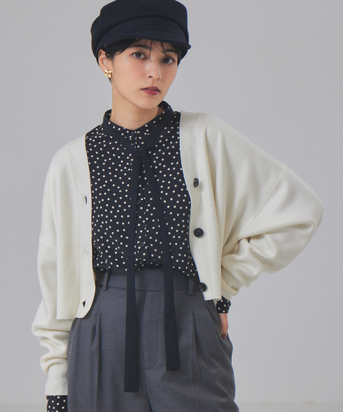 Rouge vif(ルージュヴィフ)の「ドット柄ボウタイブラウス(シャツ/ブラウス・レディース・ブラック/ネイビー・フリー)」の8枚目の写真