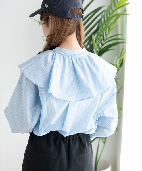 WEGO(ウィゴー)の「WEGO/【2WAY】BIGカラーチュニックブラウス(シャツ/ブラウス・レディース・ブルー系その他4/ホワイト・FREE)」の10枚目の写真