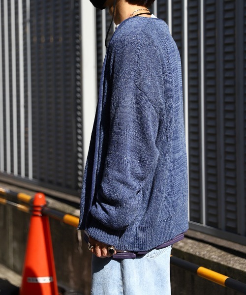 marka（マーカ）の「marka / マーカ：CARDIGAN - cotton × silk nep yarn -：M23A-06SW01C[COR]（カーディガン/ボレロ・メンズ・インディゴブルー/ブラック・2/1）」の11枚目の写真
