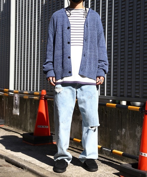 marka（マーカ）の「marka / マーカ：CARDIGAN - cotton × silk nep yarn -：M23A-06SW01C[COR]（カーディガン/ボレロ・メンズ・インディゴブルー/ブラック・2/1）」の13枚目の写真